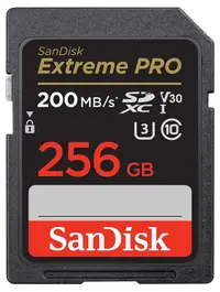 Card de memorie SanDisk - Extreme PRO, 256GB, SDXC, UHS-I, Clasa 10, V30, U3