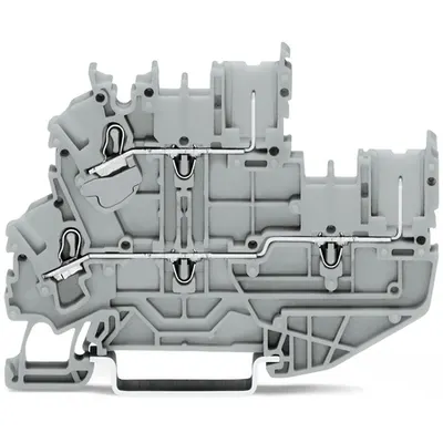 1-conductor/1-pin double deck receptacle terminal block; for DIN-rail 35 x 15 and 35 x 7.5; 2.5 mm²; Push-in CAGE CLAMP®; 2,50 mm²; gray