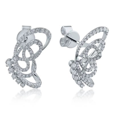 Cercei fluture din aur alb cu diamante de 0.7ct