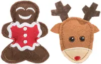 Trixie, set 2 jucarii pisici X-Mas elan si turta dulce, 92548, 8 cm
