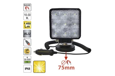 Proiector De Lucru Cu Led. Patrat. Lumina Difuza. Baza Magnetica Jbm