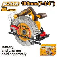 Fierastrau Circular 185mm, 4800rpm, brushless, 20V, fara acumulator Ingco CSLI1851