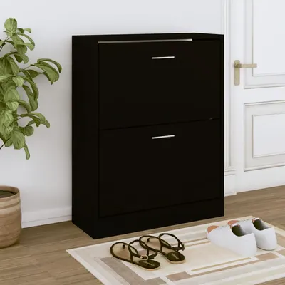 Gossi pantofar, negru, 63x24x81 cm, lemn compozit