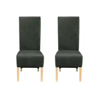 Set 2 scaune living VANESSA, picioare lemn natur, stofa gri inchis, 47x60x110 cm
