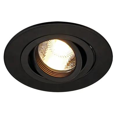 Spot incastrat, NEW TRIA 78 XL Ceiling lights GU10, black recessed fitting, QPAR51, round, matt black, max. 50W, incl. clip springs