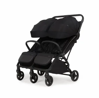 Carucior pentru gemeni Adamex Alto Negru, sistem de pliere autofold, copertina XXL, pana la 22 kg, omologat EN1888, 6 luni+