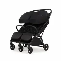 Carucior pentru gemeni Adamex Alto Negru, sistem de pliere autofold, copertina XXL, pana la 22 kg, omologat EN1888, 6 luni+