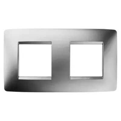 Placa ornament CProiector HORUS ONE - IN METALLISED TECHNOPOLYMER - 2+2 modul HORIZONTAL - CHROME - CProiector HORUS