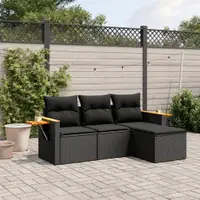 Gossi set mobilier de gradina cu perne, 4 piese, negru, poliratan