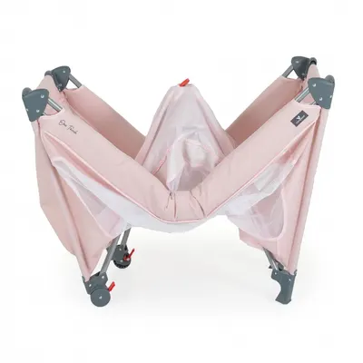 Patut pliabil compact cu un nivel Cangaroo One Touch Roz,roti cu blocare,pliere usoara si rapida,intrare cu fermoar,saltea pliabila inclusa