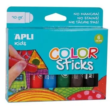 Set de vopsele pentru desen APLI Kids - Baton guas, 6 culori pastel