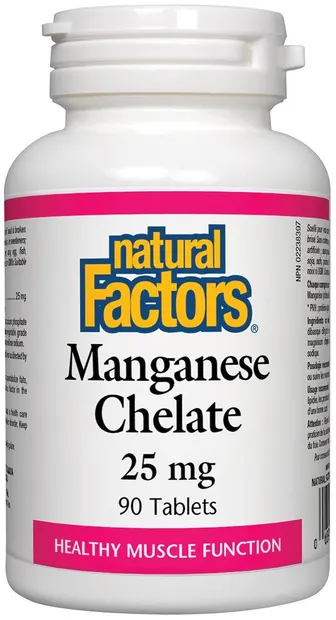 Manganese Chelate, 25 mg, 90 tablete, Natural Factors