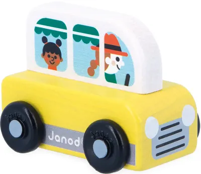 Mașinuță de lemn Janod Cross Roads - Microbuz