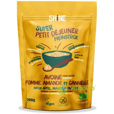 Cereale Instant cu Ovaz, Mere, Migdale si Scortisoara fara Gluten Ecologice/Bio 300g