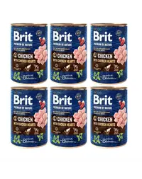 BRIT Premium by Nature Chicken and hearts 6x400 g pui si inimi, hrana naturala caini