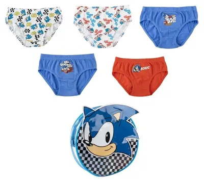Chiloți pentru copii Cerda - Sonic, 5 bucăți, cu penar, 4-5 ani