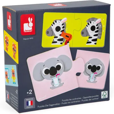 Puzzle pentru bebeluși Janod din 12 x 2 piese - Opuse