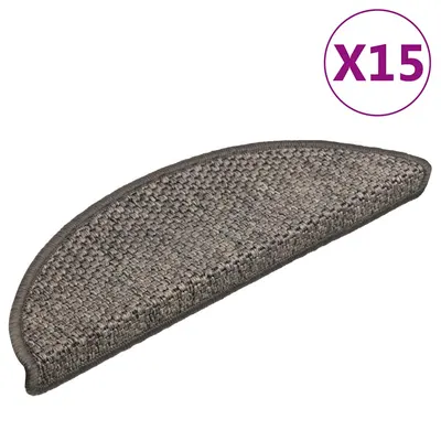 vidaXL Covoraș scări autoadeziv 15 buc gri/bej 56x17x3cm aspect sisal