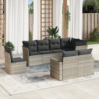 Gossi set mobilier de gradina cu perne, 8 piese gri deschis poliratan