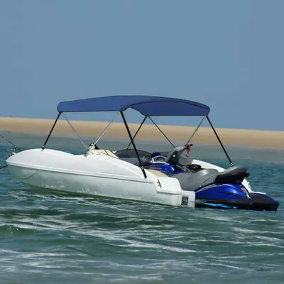 vidaXL Parasolar barcă Bimini cu 2 arcuri, bleumarin, 180x150x110 cm