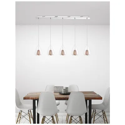 Lampa suspendata HUGO Crom Aluminiu Sticla clara & Rose Auriu Frame LED G9 5x5 Wat 230 Volt IP20 Fara bec