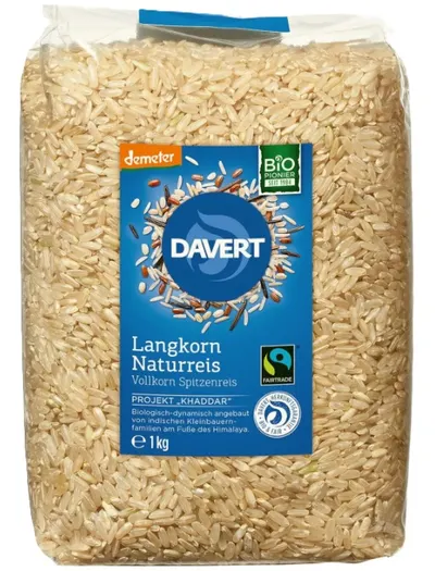 Orez brun, bob lung, 1 kg, Davert