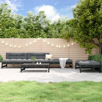 vidaXL Set Set mobilier relaxare grădină 5 piese negru lemn masiv pin