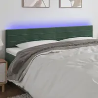 Gossi tablie de pat cu led, verde inchis, 200x5x78/88 cm, catifea