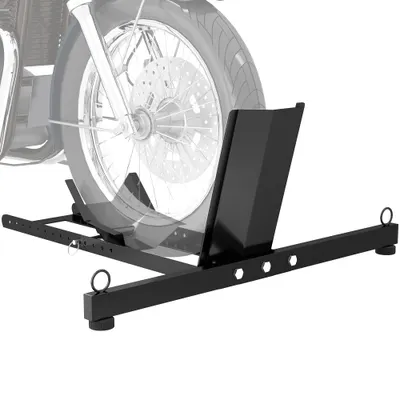 HOMCOM Suport Blocator Roată Moto cu Suport Reglabil, Capacitate de 816,5 kg, Ø34-84 cm, Negru | Aosom Romania
