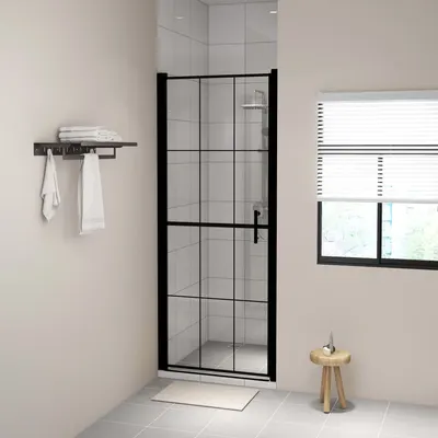 Gossi usa de dus, negru, 81 x 195 cm, sticla securizata