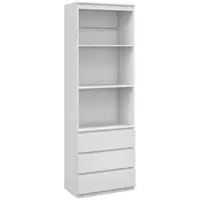 HOMCOM Bibliotecă înaltă de 180 cm cu 3 rafturi și 3 sertare 60 x 35 x 180 cm din lemn alb | Aosom Romania