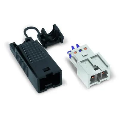 Plug; with strain relief housing; 2-pole; Cod. F; light gray