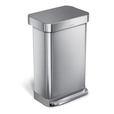 Coș de gunoi argintiu cu pedală din oțel 45 l – simplehuman