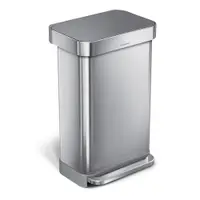 Coș de gunoi argintiu cu pedală din oțel 45 l – simplehuman