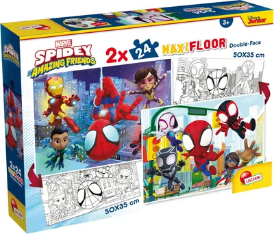 Puzzle cu două fețe Lisciani de colorat din 2 х 24 piese - Spidey