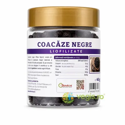 Coacaze Negre Liofilizate fara Zahar Adaugat 40g