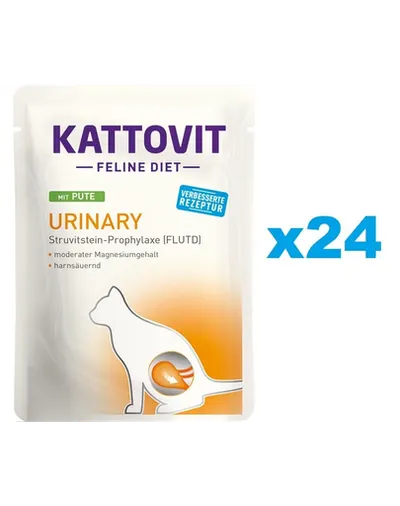 KATTOVIT Feline Diet Urinary hrana umeda dietetica pentru pisici in prevenirea pietrelor struvit, curcan 24 x 85 g