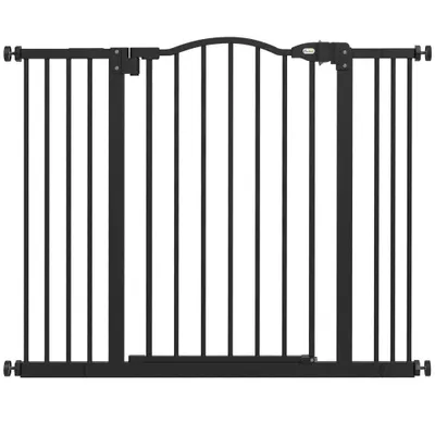 PawHut Poartă Extensibilă pentru câini fără șuruburi, Poartă de Siguranță Reglabilă, 94-100x78 cm, Negru | Aosom Romania