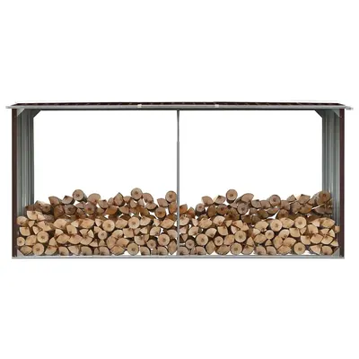 vidaXL Șopron depozitare lemne, maro, 330x92x153 cm, oțel galvanizat