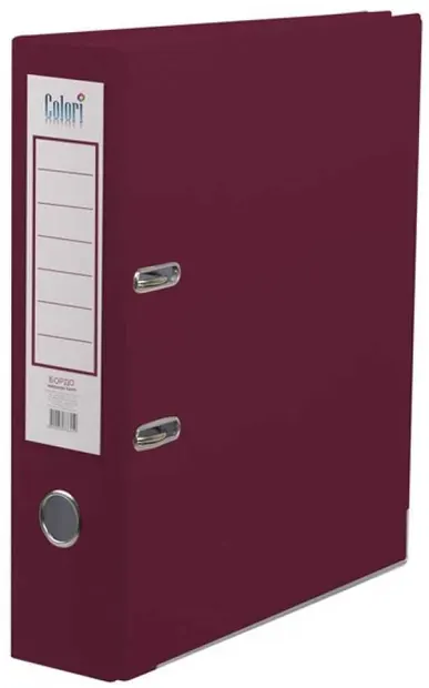 Dosar cu inele Colori - 8 cm, Burgundia, cu cant metalic