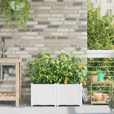 vidaXL Vază pentru Grădină 2 buc. Alb 80 x 40 x 37,5 cm PP