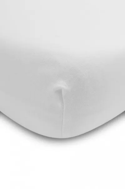 Cearsaf pentru patut copii Sensillo Jersey Deluxe Alb 120x60 cm din bumbac, prevazut cu elastic roata