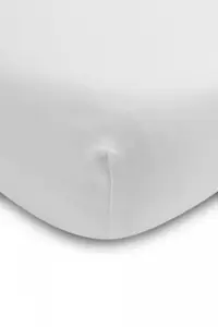 Cearsaf pentru patut copii Sensillo Jersey Deluxe Alb 120x60 cm din bumbac, prevazut cu elastic roata