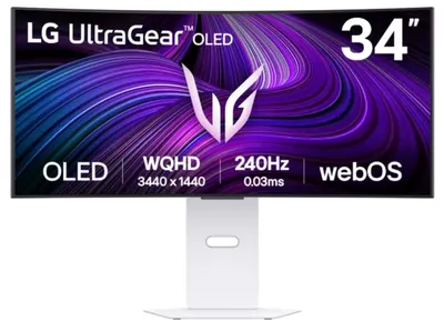 Monitor gaming LG - OLED UltraGear, 34GX90SA-W, 34'', 240Hz, 0.03ms, G-Sync, Curved, alb