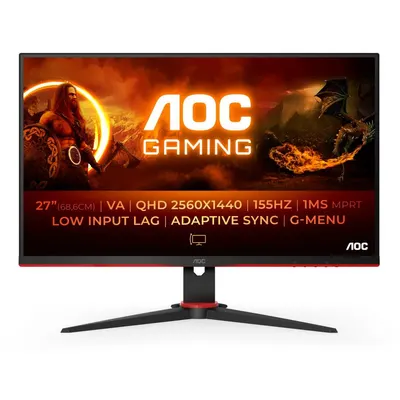 Monitor Gaming AOC Q27G2E/BK, 27", 2560 x 1440 pixeli, Black, 3 ani Garantie