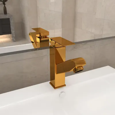 vidaXL Robinet chiuvetă de baie retractabil, auriu, 157x172 mm