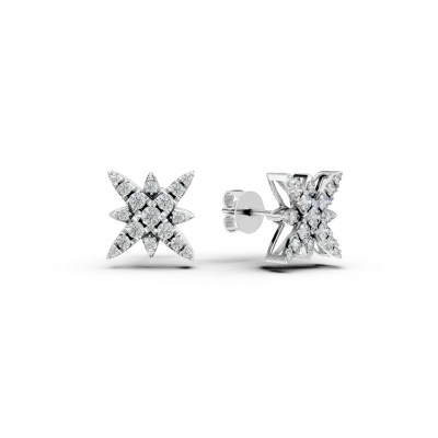 Cercei stea din aur alb cu diamante de 0.68ct