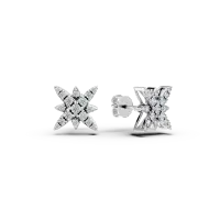 Cercei stea din aur alb cu diamante de 0.68ct