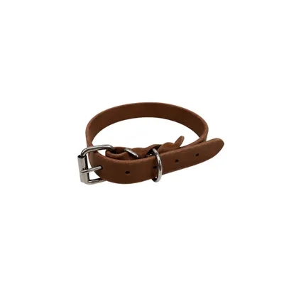 Zgarda din piele simplă - Maro - 60 cm