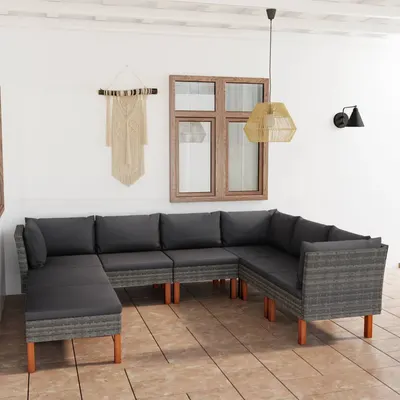 Gossi set mobilier de gradina cu perne, 8 piese, gri, poliratan